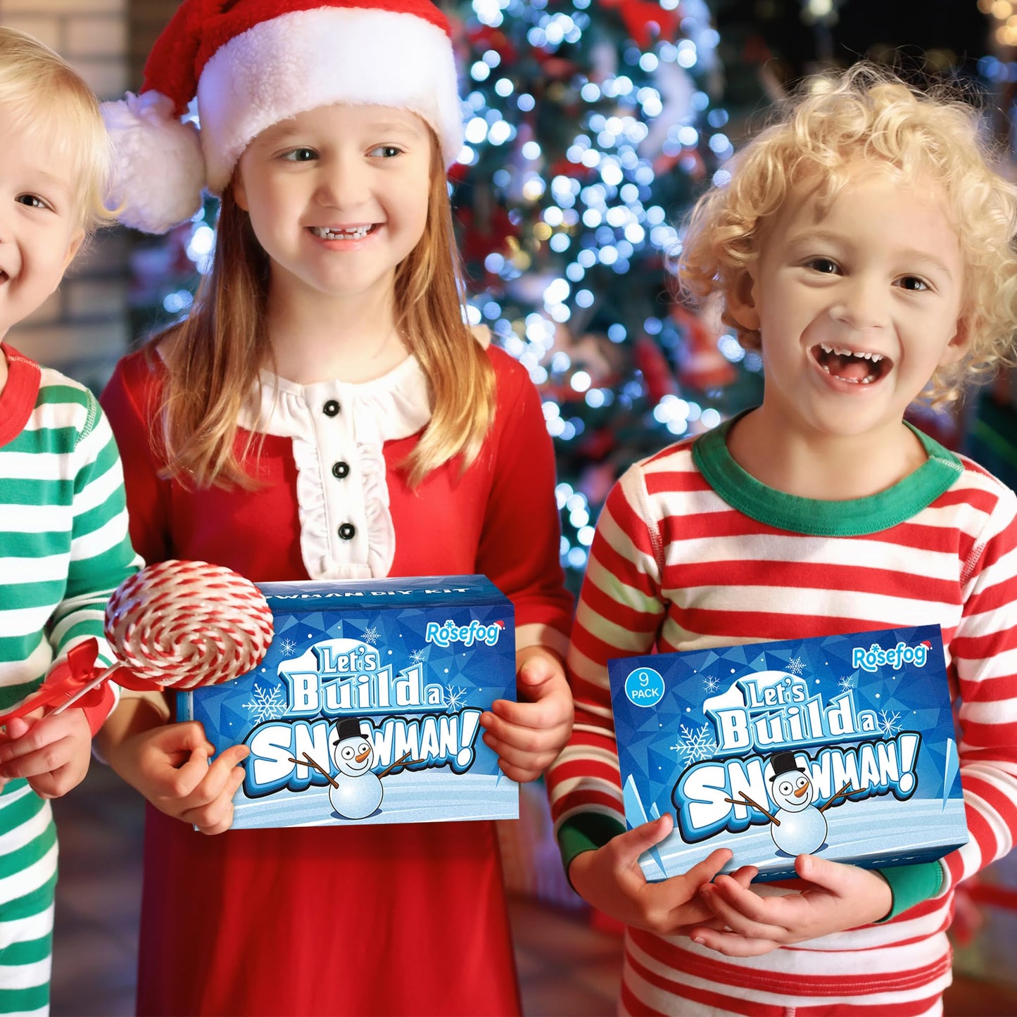 RoseFog 9 Pack Christmas Crafts, DIY Christmas Snowman Clay for Kids, Build Your Snowman Craft Kit, Modeling Clay Snow Man Making Game, Xmas Crafts Presents Winter Christmas Stocking Stuffers