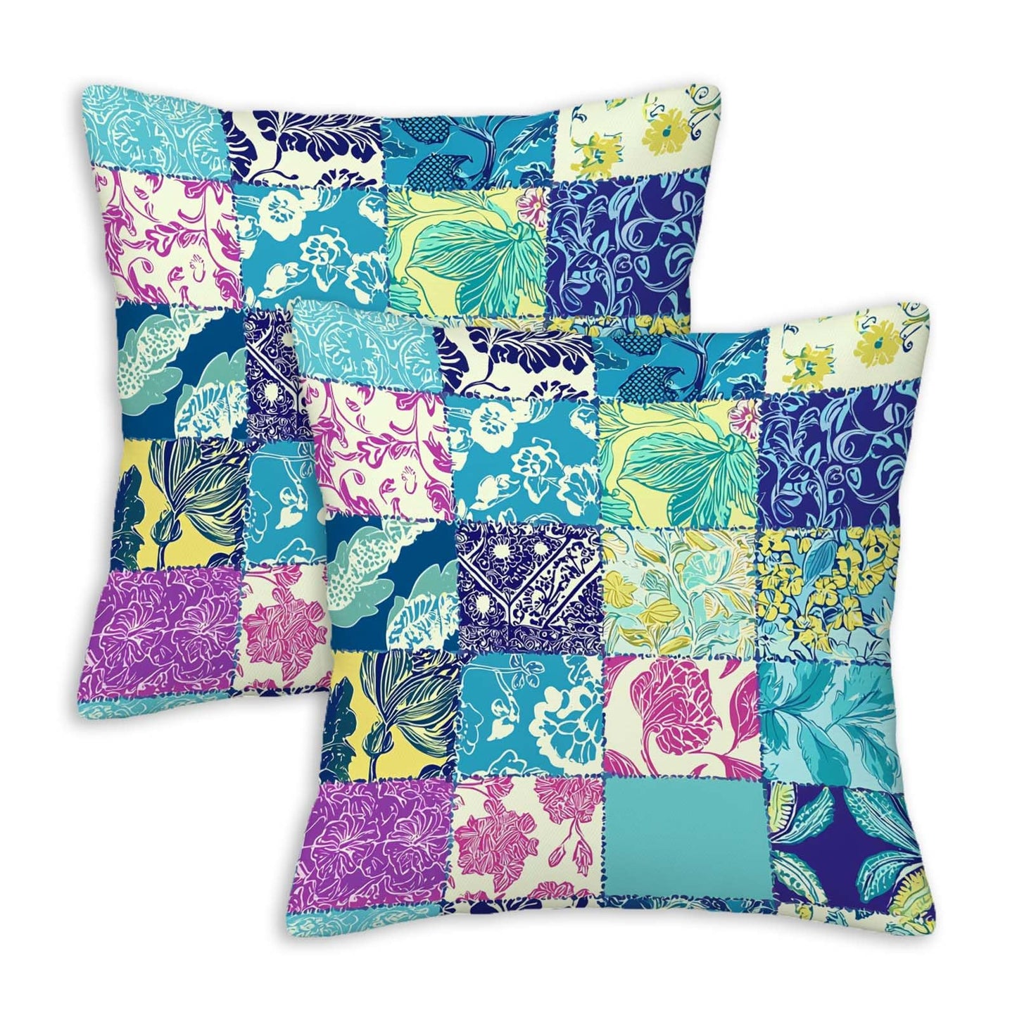 NenuVainl Throw Pillow Covers 18x18 Set of 2,Patchwork-Inspired Print Cushion Covers, Decorative Square Pillowcases for Couch, Bedroom, Living Room