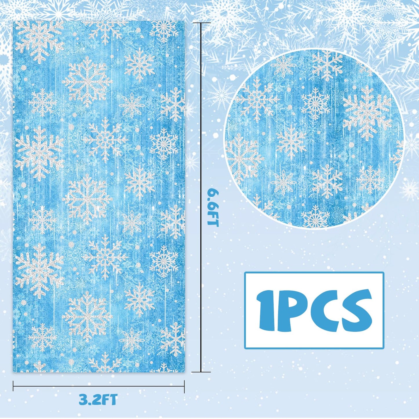 ILUIGGW Party Decorations Foil Fringe Curtains, 2Pack Snowflake 3.3x6.6ft Tinsel Foil Fringe Curtains Winter Photo Booth Prop Backdrops, Blue Snowflake