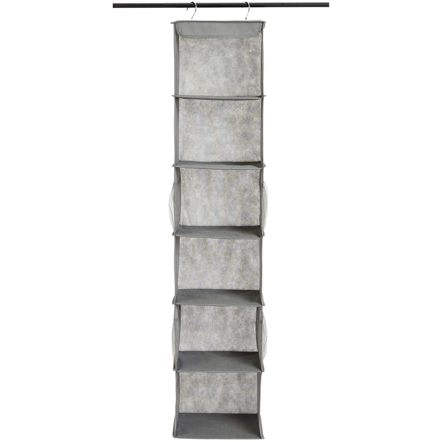 Amazon Basics 6-Tier Hanging Closet Shelf Organizer With Pockets, 8.5" D x 12" W x 9" H, Grey