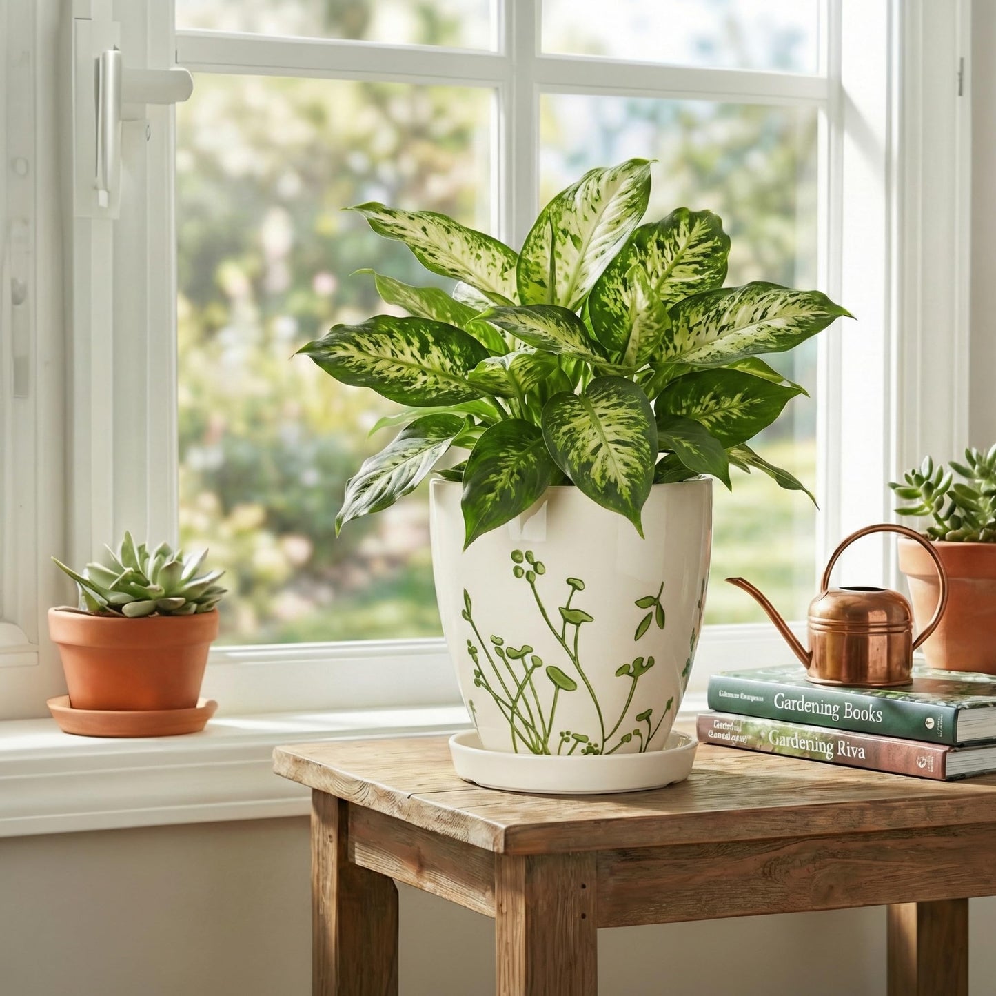 MPotTo 6 Inch Plant Pot - Ceramic Pots for Plants with Drainage Hole and Saucer, Ceramic Succulent Pots for Indoor Outdoor, Decorative Boho Planter, Housewarming Gifts, Garden Room Home Decor, White