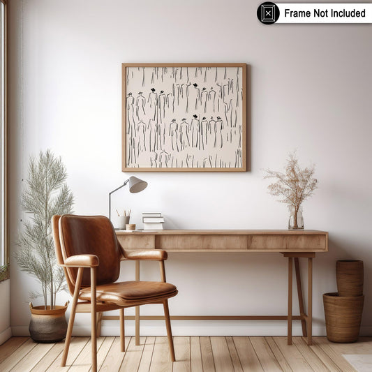 Poster Master Vintage Figures Drawing Poster - Retro Line Print - Abstract Sketch Art - Line Design - Minimal Illustration - Great Living Room or Office Wall Decor - 8x10 UNFRAMED