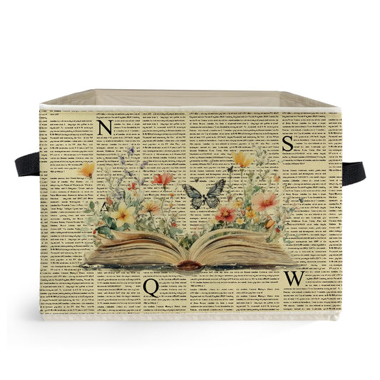 Ghoaoivo Vintage Book Storage Box Bins, Reading Corner Nook Room Decor, Bookish Librarian Gifts Collapsible Storage Basket Organizer for Home Library Classroom Clothes Toys Books