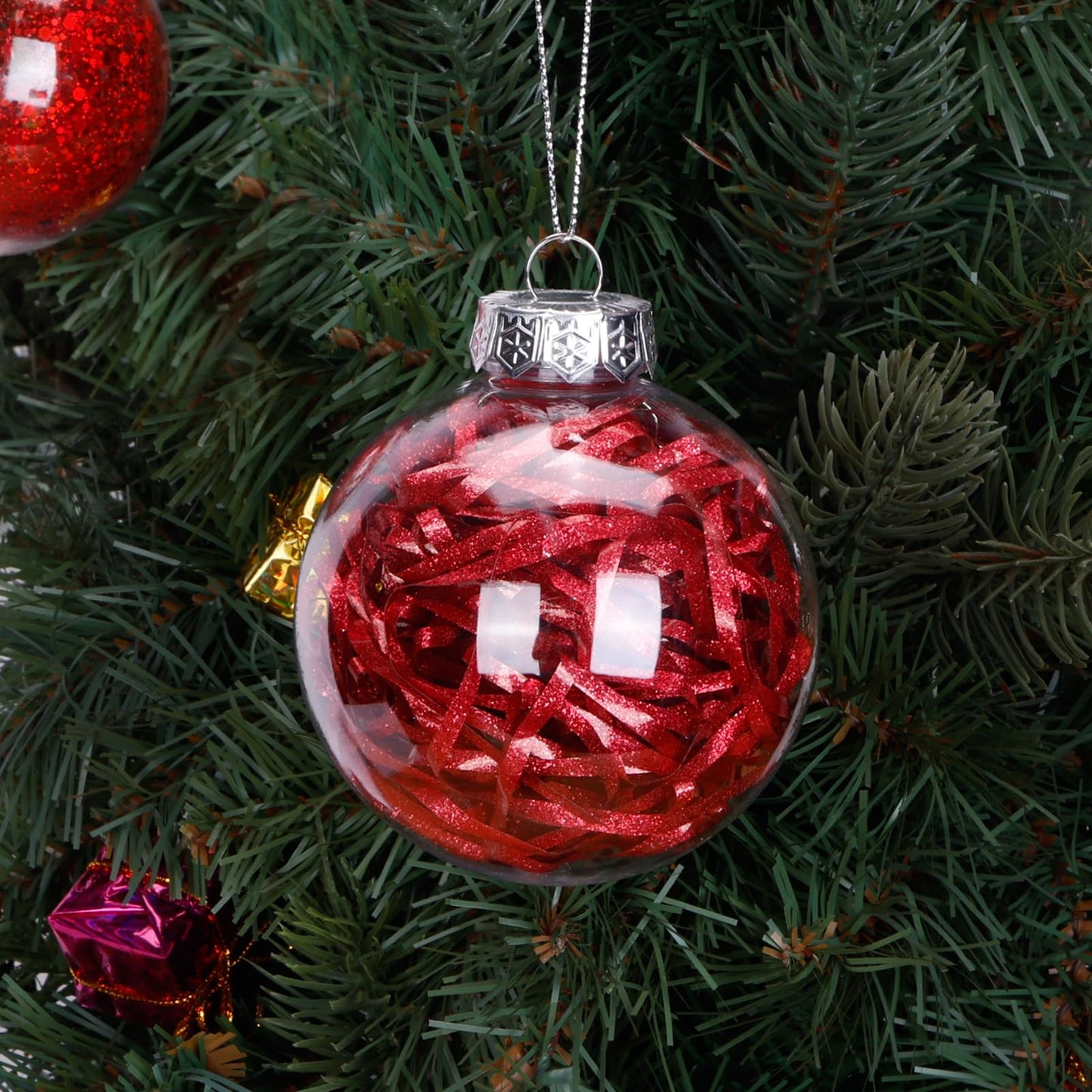 LYLYFAN 12 Pack Clear Plastic Fillable Ornament Ball 2.36''/60mm for Christmas,Holiday, Wedding,Party,Home Decor
