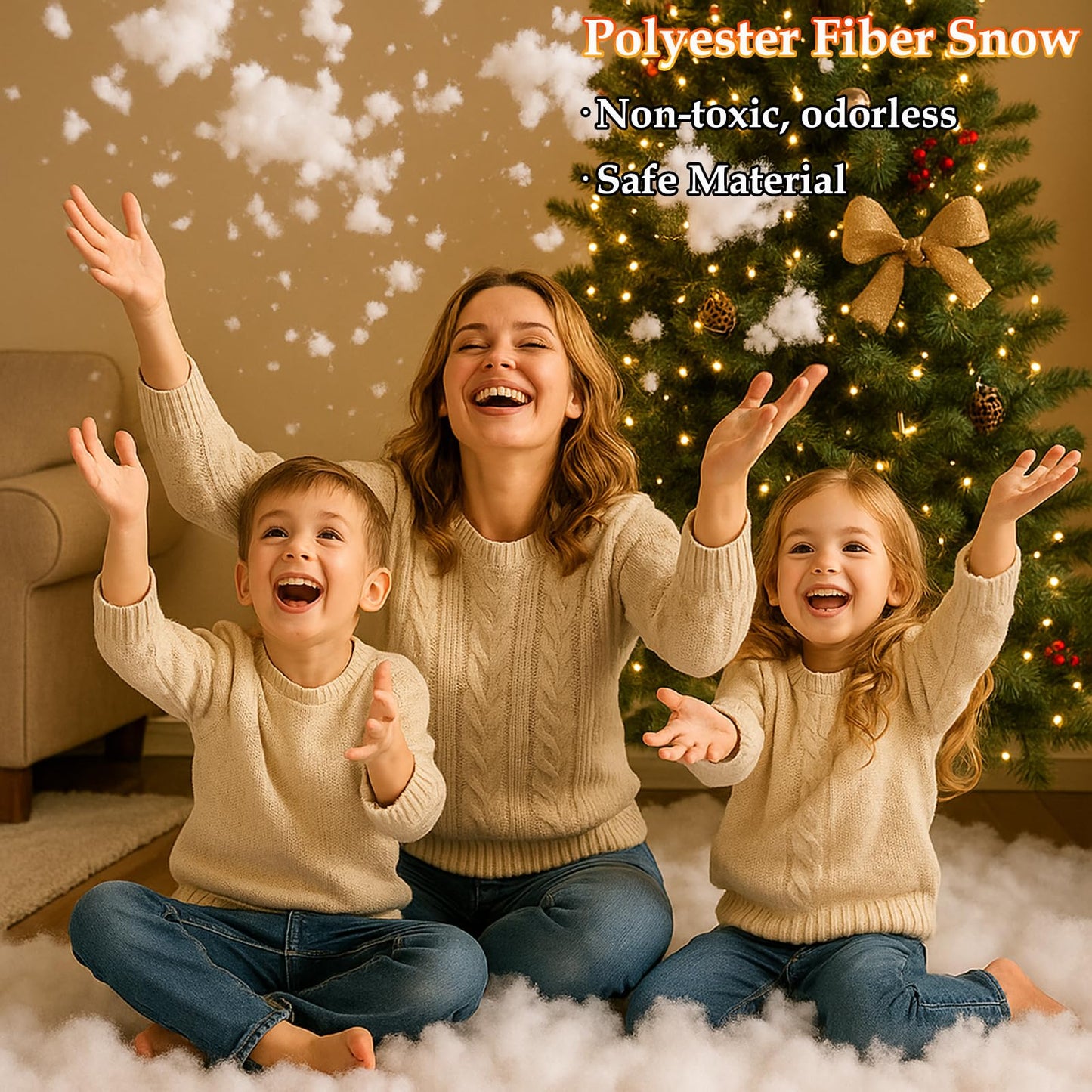 Christmas Fake Snow Decor, Fluffy Artificial Snow Fake Snow Decoration, Flame Resistant Indoor Cotton Snow Blanket for Xmas Village, Nativity, Xmas Tree, Crafts, Photo Prop, Xmas Decorations (5.6OZ)