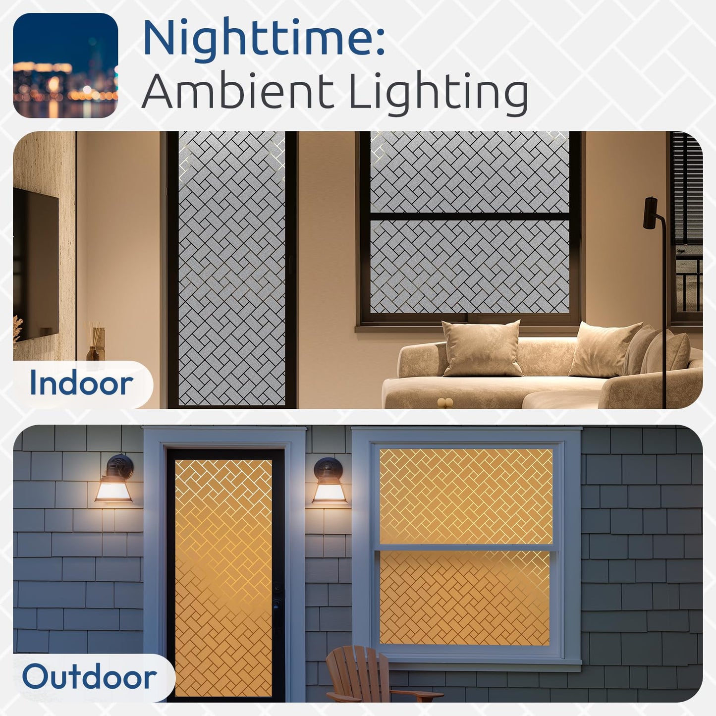 rabbitgoo Window Privacy Film, Frosted Glass Decorative Static Cling Sticker Sun Blocking Vinyl Covering for Home Kitchen Living Room Bathroom, 17.5 x 78.7 inches