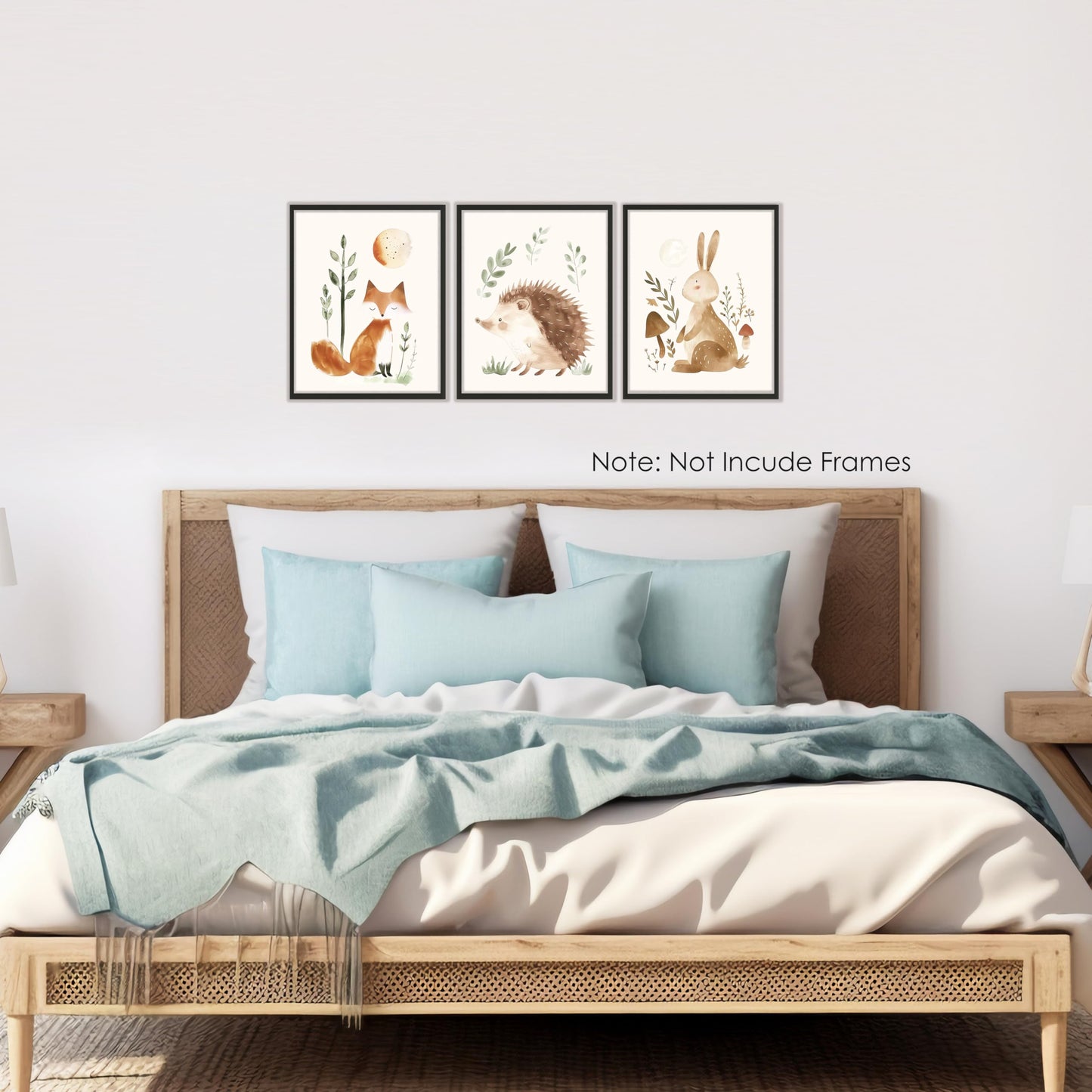 BESERH Woodland Animals Nursery Decor, Wild Animals Forest nursery wall art Hedgehog Fox Hare, Posters Wall Decor for Nursery Boys Girls Room, Framed Set 3, 8x10 Inches Unframed