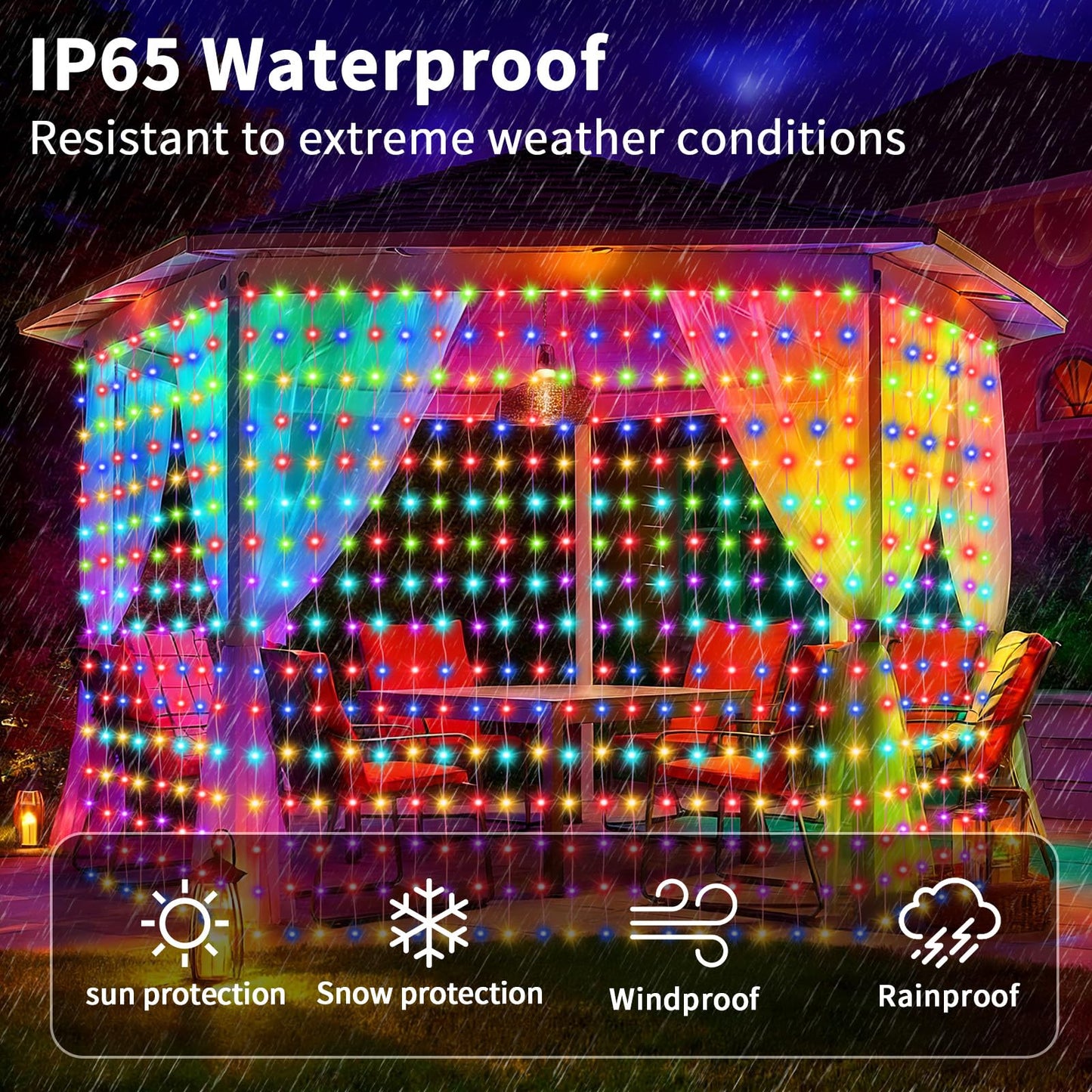 Solar Curtain Lights 10x10Ft 300LED Twinkle Fairy String Lights Multicolor Cool White Dual Color Changing Dimmable Waterproof Remote Timer Memory for Christmas Wedding Pergola Patio Outside
