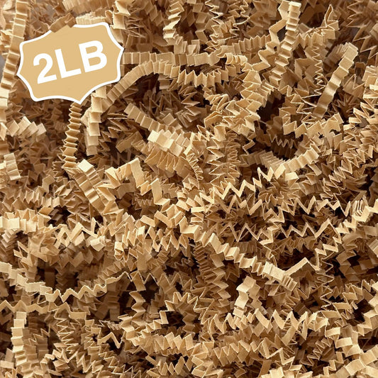 Corlcol 2LB Crinkle Cut Paper Shred Filler for Bag Gift Box Basket Confetti Paper Shreded Stuffing Decoration for Christmas Day Holiday Party(Kraft)