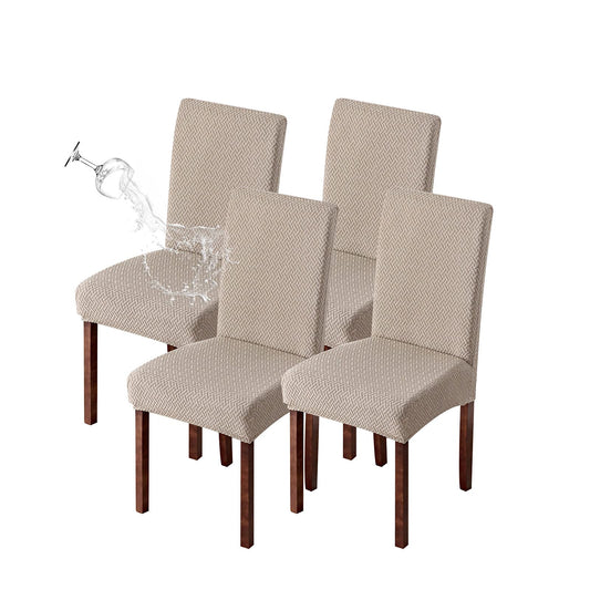 Genina Waterproof Chair Covers for Dining Room Set of 4 Kitchen Chair Covers Parson Dining Chair Slipcover,Khaki