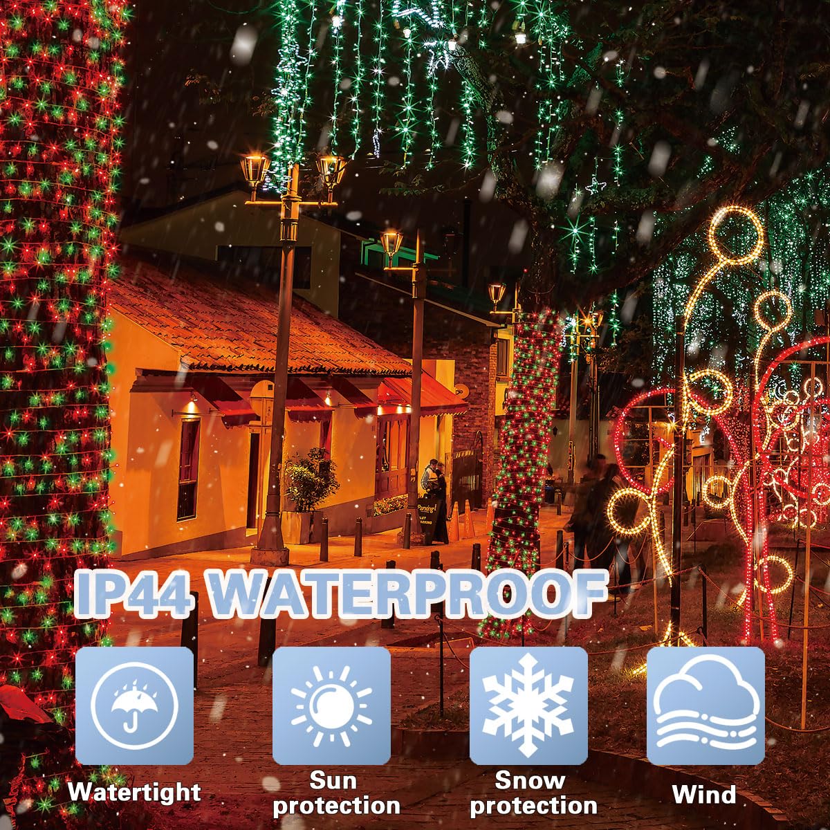 LAMPHOME Red and Green Christmas Lights, 66ft 200 LED String Lights,16 Modes Twinkle Fairy Light Plug in Waterproof for Indoor Outdoor,Christmas Tree Light for Holiday,Wedding Party,Xmas Decor