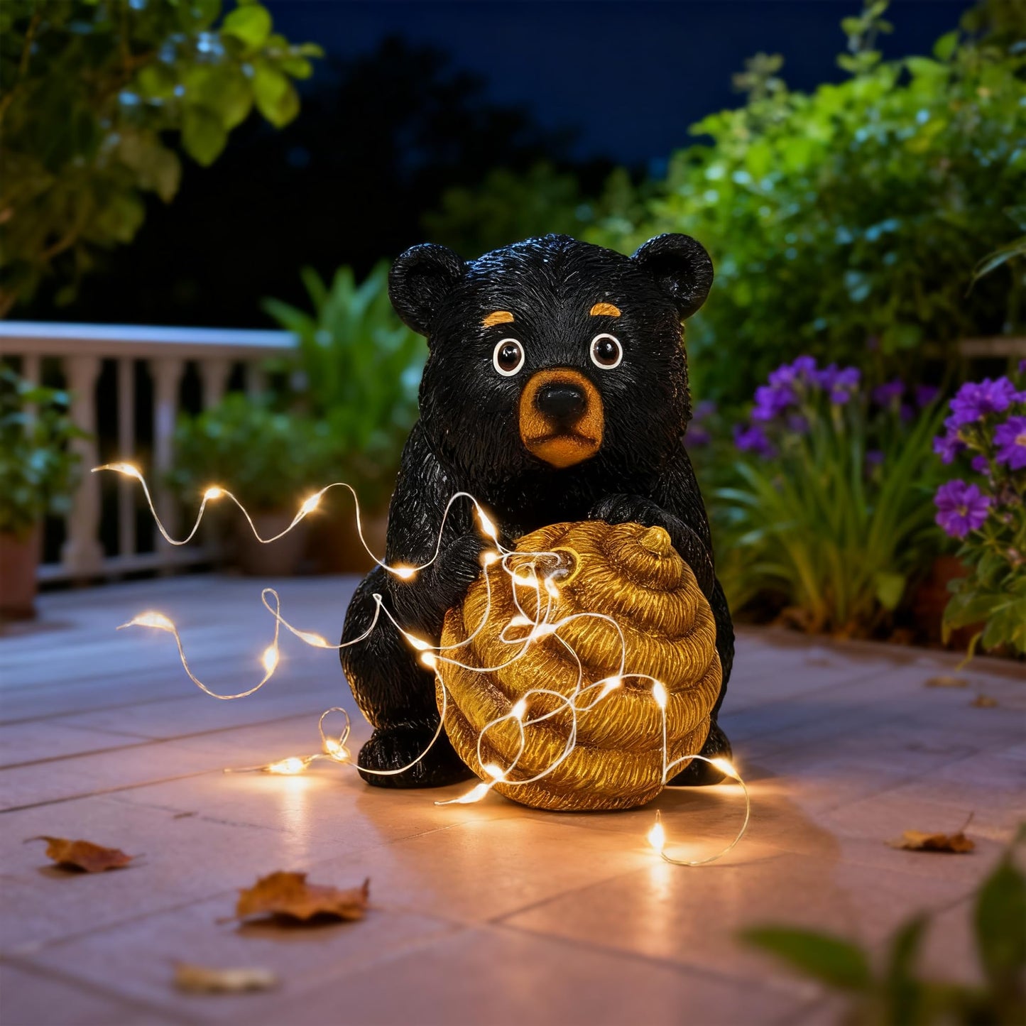 Miggley Cute Bear Solar Garden Decor Statue with LED Light - Adorable Outdoor Decoration for Yard, Lawn, Patio - Great Birthday Housewarming Unique Gift for Women, Mom, Grandma