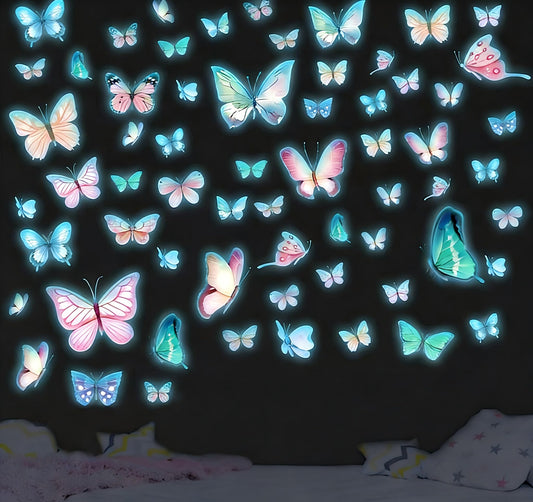 Lotusamber Glow in The Dark Butterfly Wall Decals, Luminous DIY Wall Stickers for Home Bedroom Living Room Ceiling Decor, Removable Self-Adhesive Art Murals for Indoor Home Decoration