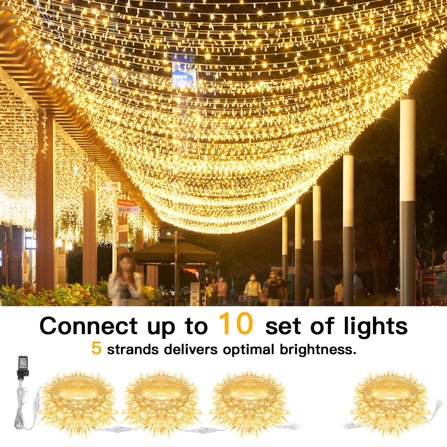 suddus 100 LED String Lights with Remote Control, 33ft Connectable Clear Wire Fairy Lights, 8 Modes & Timer Dimmable, Waterproof Plug in Twinkle Lights for Bedroom, Patio, Christmas Tree - Warm White