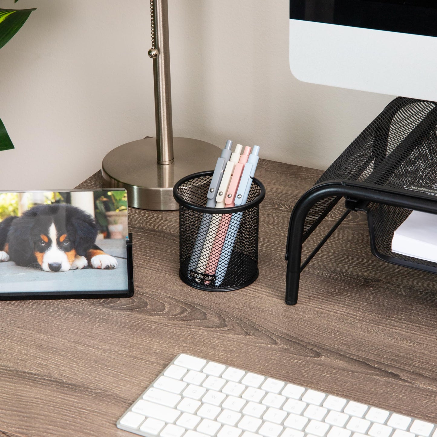 Mind Reader Pen and Accessories Holder, Desktop Organizer, Office, Metal Mesh, 3.5"L x 3.5"W x 3.75"H, Set of 3, Black