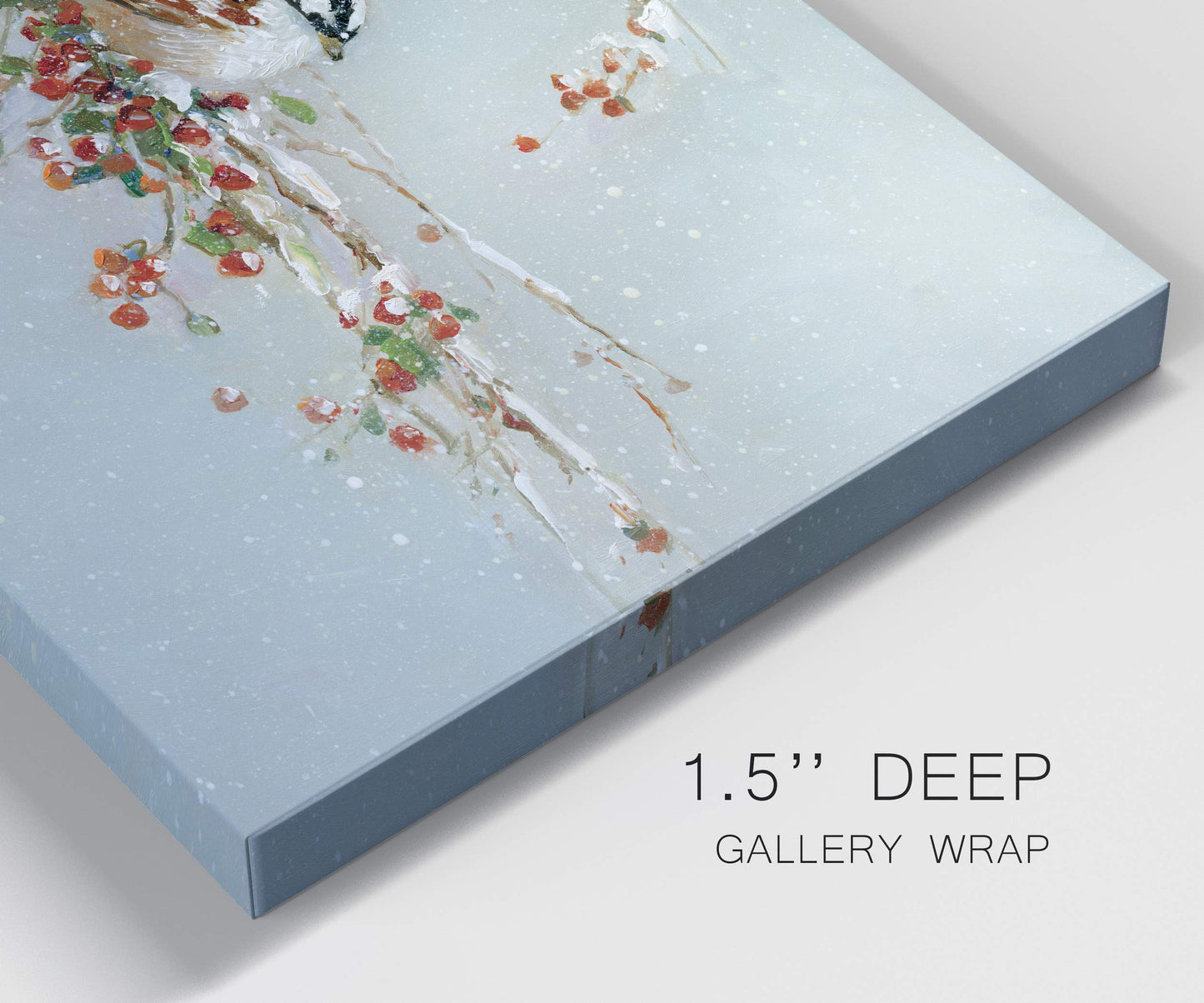 Renditions Gallery Canvas Abstract Wall Art Home Paintings & Prints Artwork Innocent Winter Woodpecker Glam Wall Hanging Snowy Modern Decorations for Bedroom Office Kitchen - 8"x12" LT20
