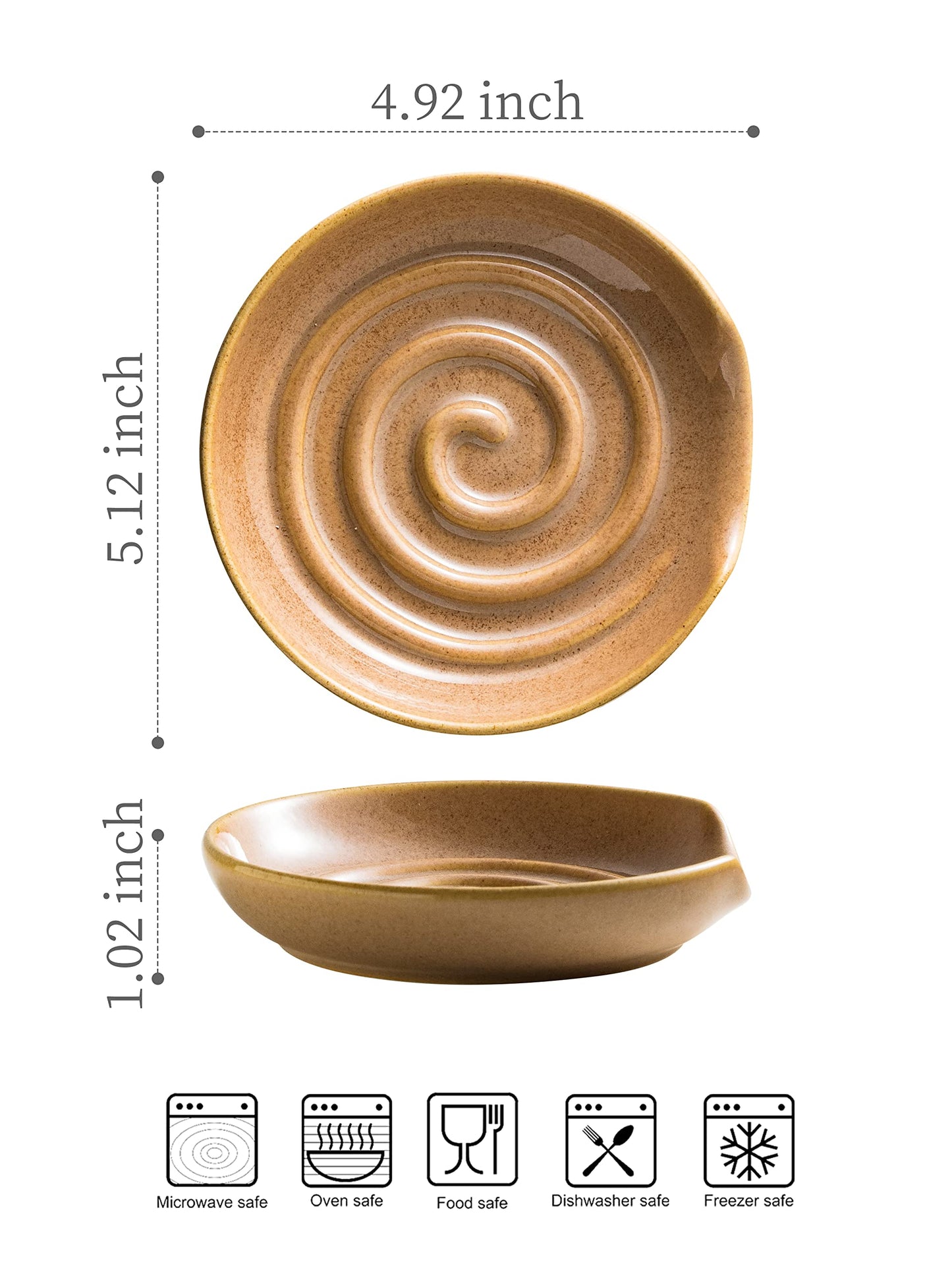 Cormomu Spoon Rest, Ceramic Spoon Holder for Kitchen Counter, Large and Heat-resistant, Spoon Holder for Spatula Ladles Tongs, Farmhouse Decor, Brown