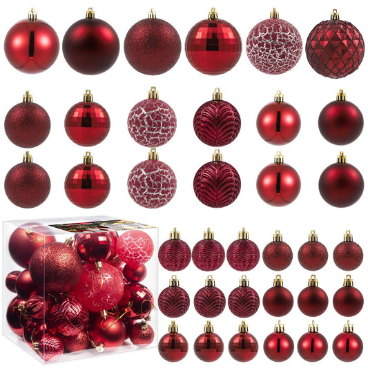 LANGXUN 36pcs Wine Red Christmas Tree Decorations Balls, Bolas De Navidad, 2025 Christmas Decor, Indoor Outdoor Shatterproof Christmas Ornaments, Xmars Party Wedding Suppiles