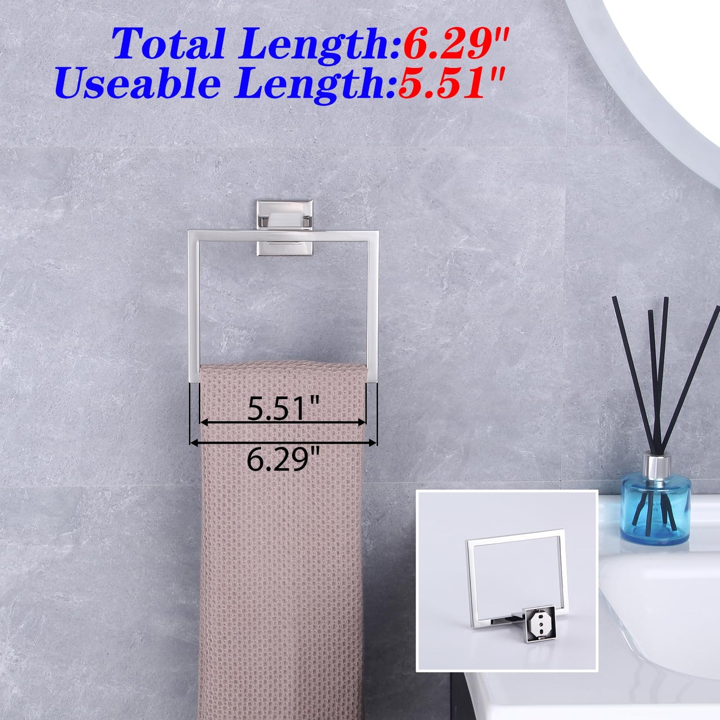 GERZWY Bathroom Hand Towel Holder Polished Stainless Steel Towel Ring for Bath Kitchen Garage Heavy Duty Wall Mounted JG1906-JG