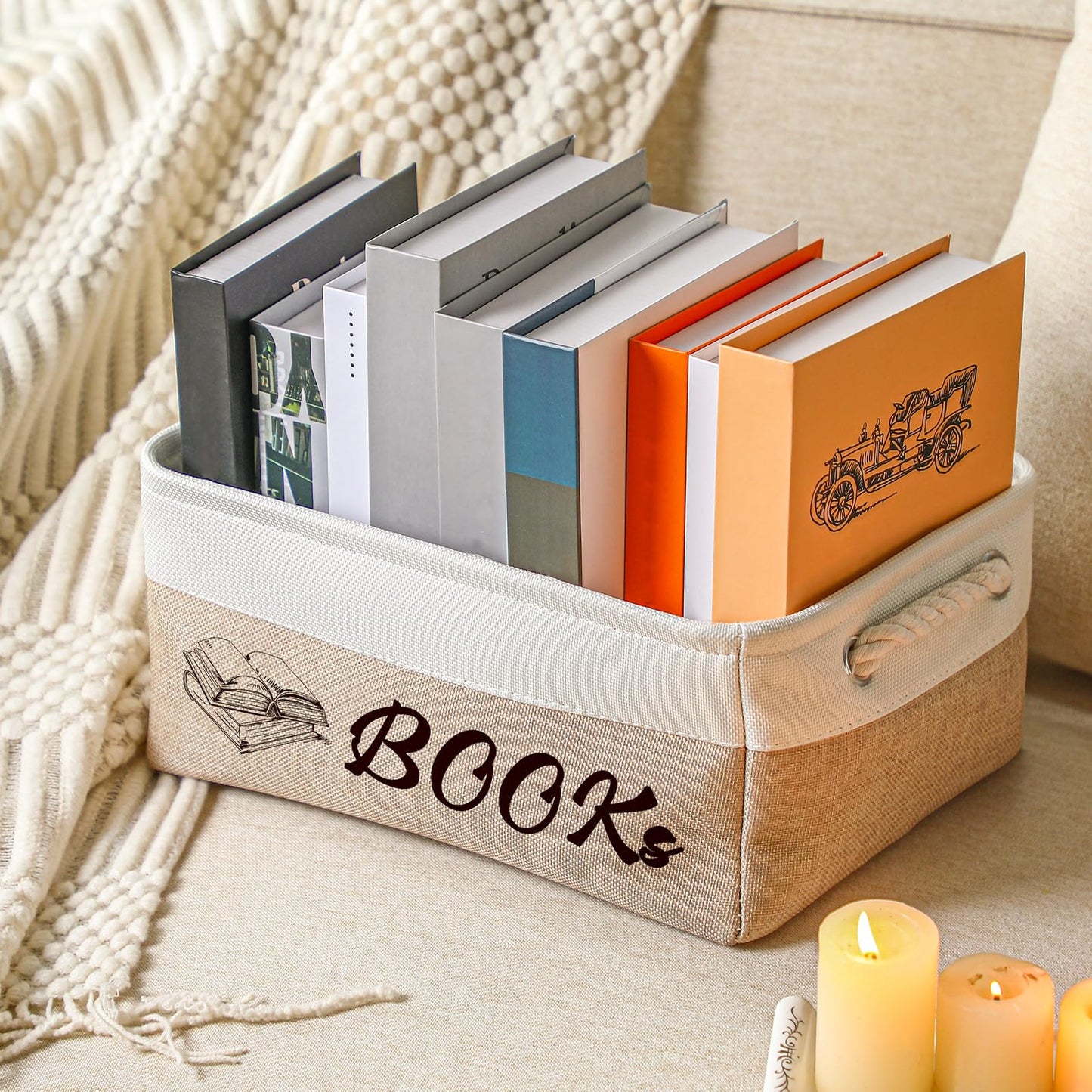 Marsui Book Lover Gifts Books themed Storage Basket Storage Bin Bookish Accessories Bookworm Gift for Club Members Student Teacher Reading Accessories