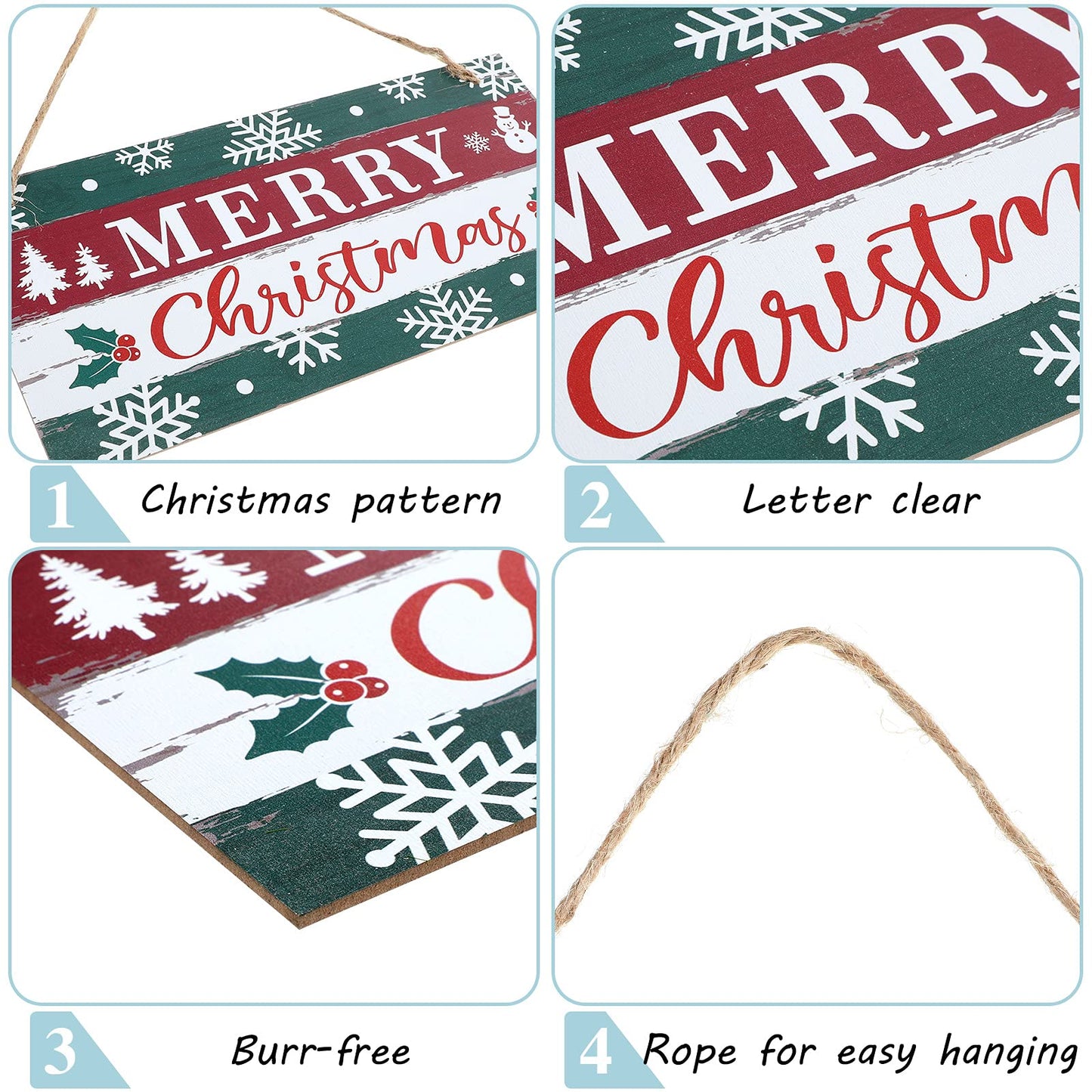 Christmas Sign Rustic Merry Christmas Hanging Sign Farmhouse Outdoor Wooden Christmas Decoration Xmas Holiday Decor with Hanging Rope for Christmas Home Window Wall Farmhouse Indoor Decoration
