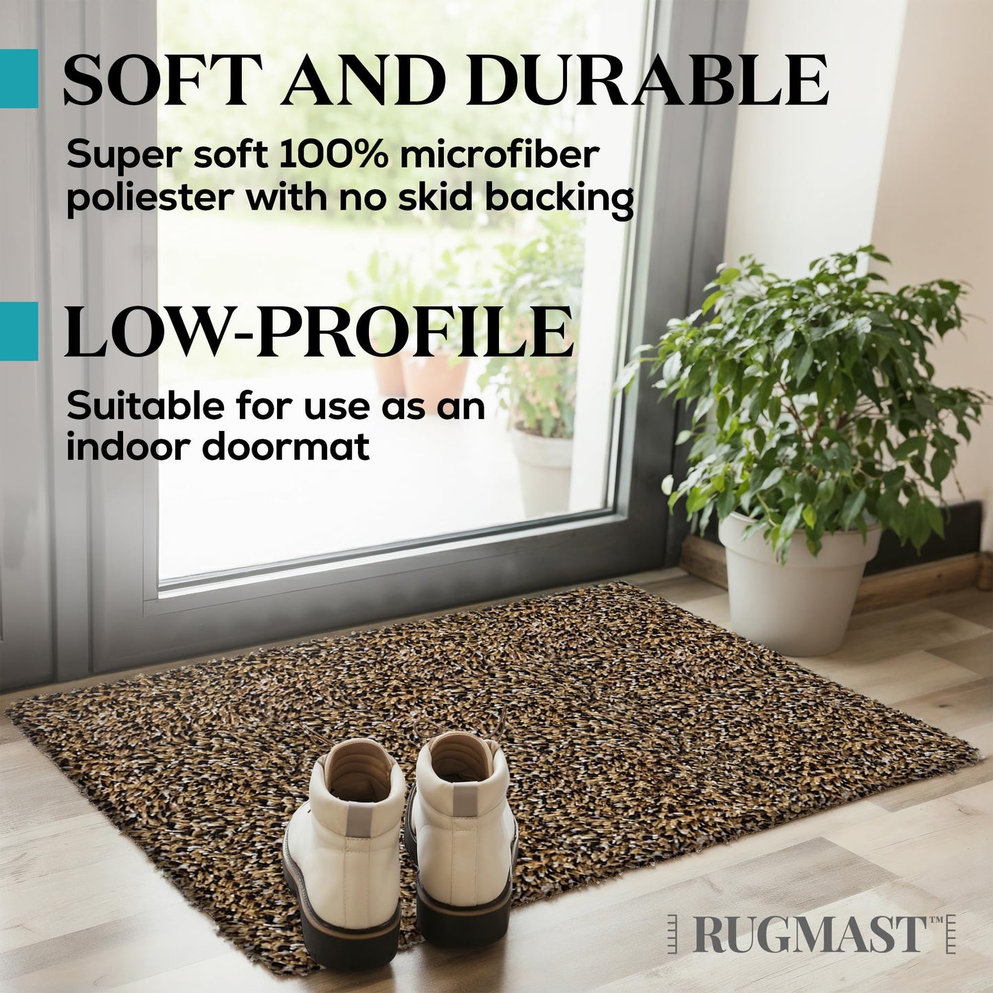 RugMast Premium Microfiber Indoor Door Mat – 20"x30" Washable Entry Mat, Non-Slip, Waterproof Backing, Super Absorbent, Low Profile Entryway Doormat for Indoor Entrance