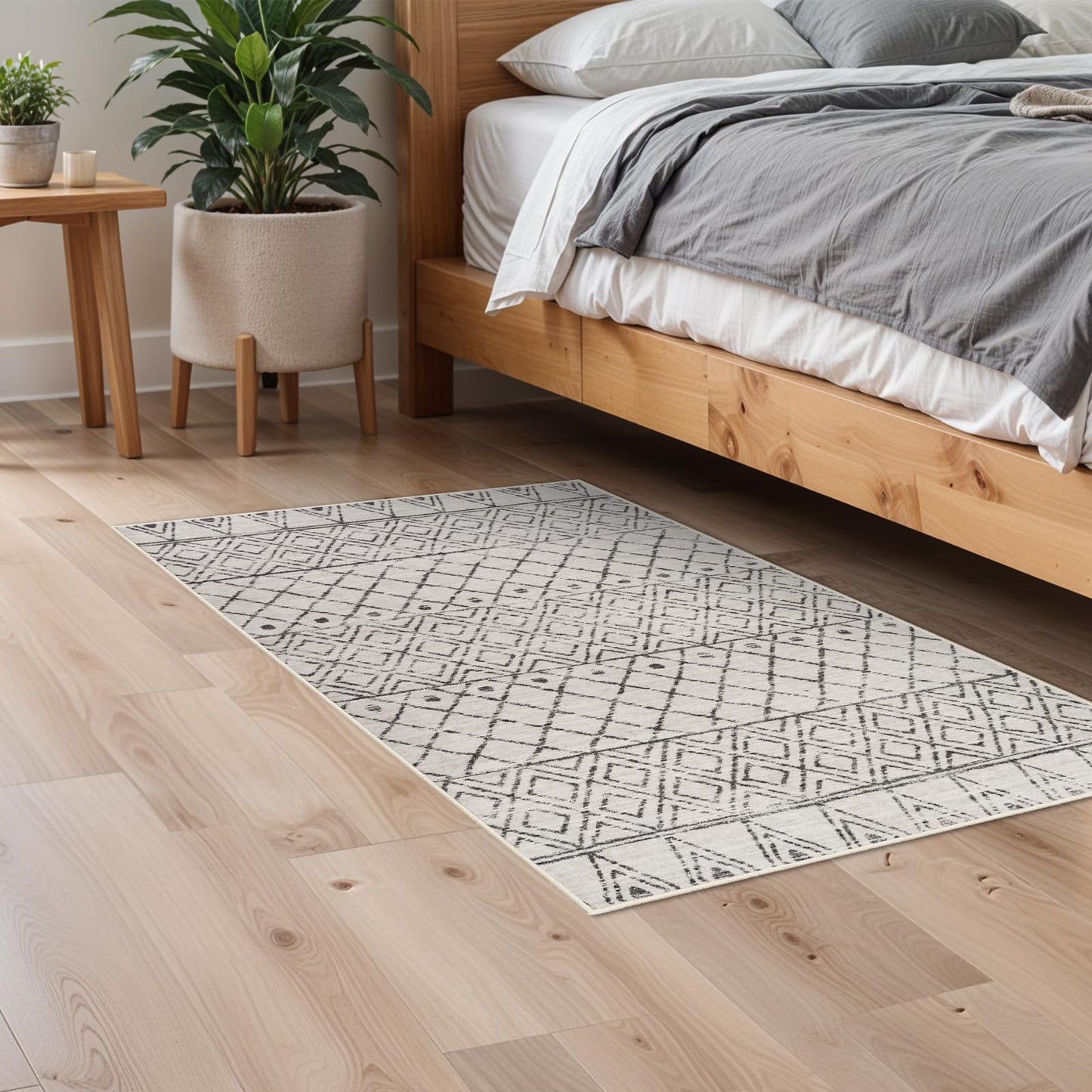 BYYVOO 2x3 Entryway Rug Washable - Moroccan Small Area Rugs for Entryway Low Pile Indoor Mat Non Slip with Rubber Backing Thin Area Rug Pet Friendly for Front Door Kitchen Bedroom 2x3 Geo Grey