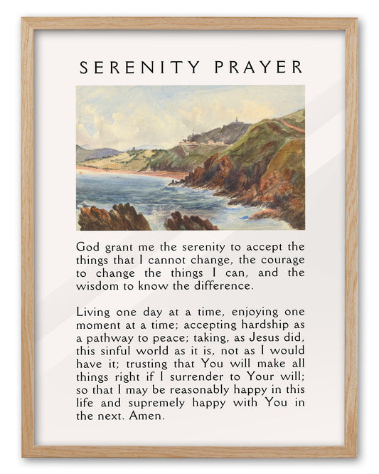 EcoHest OAK Wood Jesus Framed Wall Art, 12x16in Serenity Prayer Bible Verse Christian Wall Art, Modern Bedroom Religious Decor For Living Room Bathroom Christian Merch Gift 1Pack