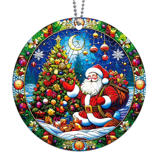 Santa Ornaments, Santa Claus Ornaments for Christmas Tree, Vintage Santas Acrylic Ornament, Unique Classic Christmas Ornament for Gift Exchange