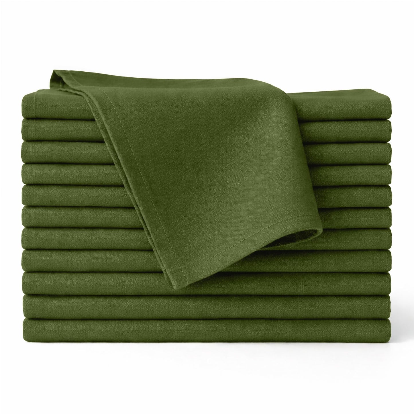 Ivy Heritage Cloth Napkins Set of 12, 100% Cotton Fabric Reusable Dinner Napkins, 18 x 18 Inch Washable Table & Kitchen Napkins for Everyday Dining, Entertaining, Home & Restaurant Use, Olive Green