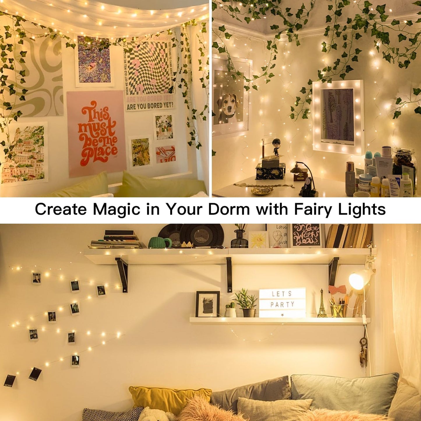 suddus 66ft 200 LED Outdoor String Lights,Fairy Lights Battery Operated with Remote, Twinkle Lights Battery Operated for Bedroom, Dorm, Patio, Fireplace,Garden, Party, Wedding DIY,Indoor(Warm White)