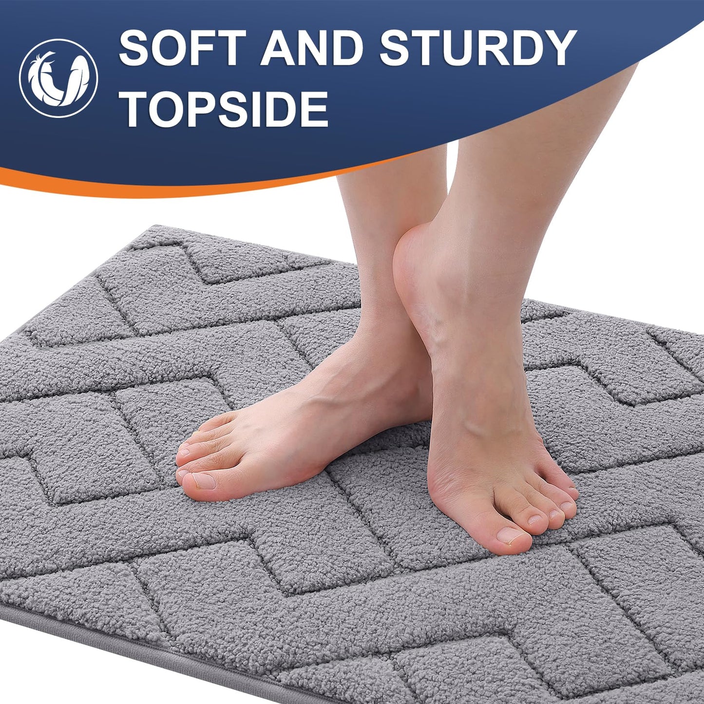 OLANLY Indoor Door Mat, 32x20, Dirt Resistant and Absorbent, Sturdy Non-Slip Rubber Backing, Easy to Clean, Washable Low-Profile Doormat for Entryway, Medium Gray