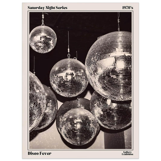 Retro 70s Disco Ball Wall Art Trendy Black and White Canvas Prints Vintage Newspaper Aesthetic Posters 12x16inch Unframed for Music Room Bar Bedroom Dorm Decor