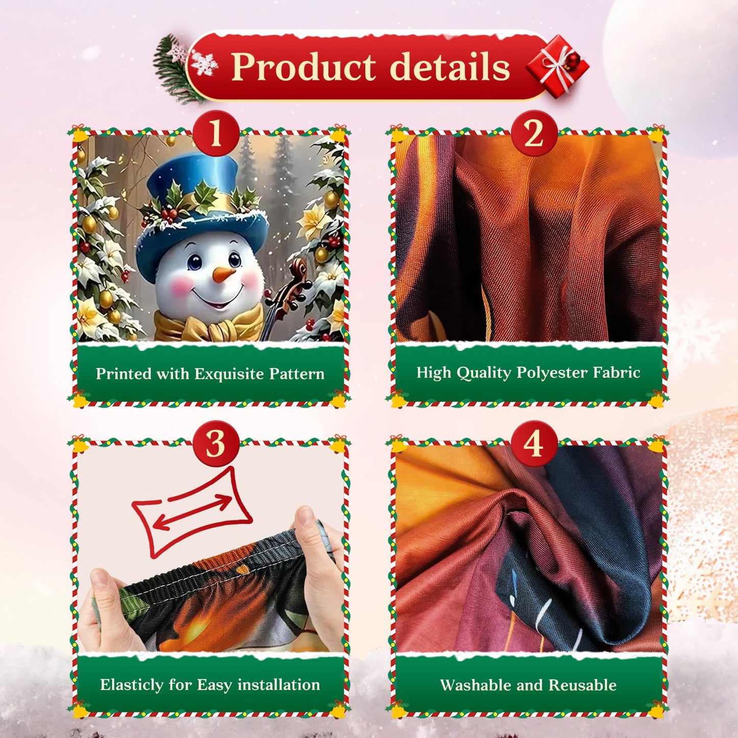 NECGNIQ Christmas Door Cover, Elastic New Year Front Door Sleeve Decoration Snowman Porch Sign Christmas Ball Photography Background Banner Holiday Decor(Style 2)