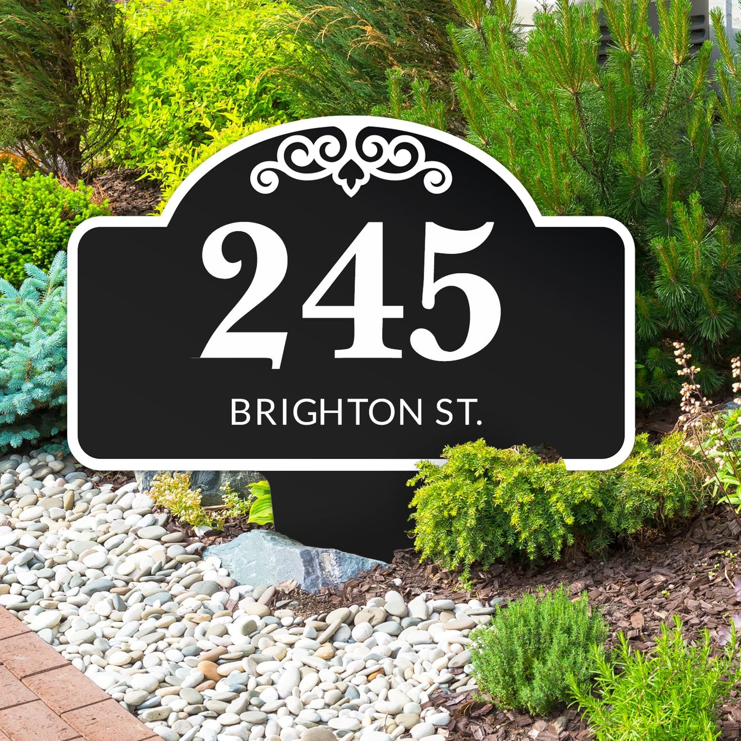 Custom House Address Yard Sign, Lawn Arch Address Plaque, Personalized House Numbers For Christmas Outside, 12x15 Inches, Aluminum Composite Made in USA by Sigo Signs