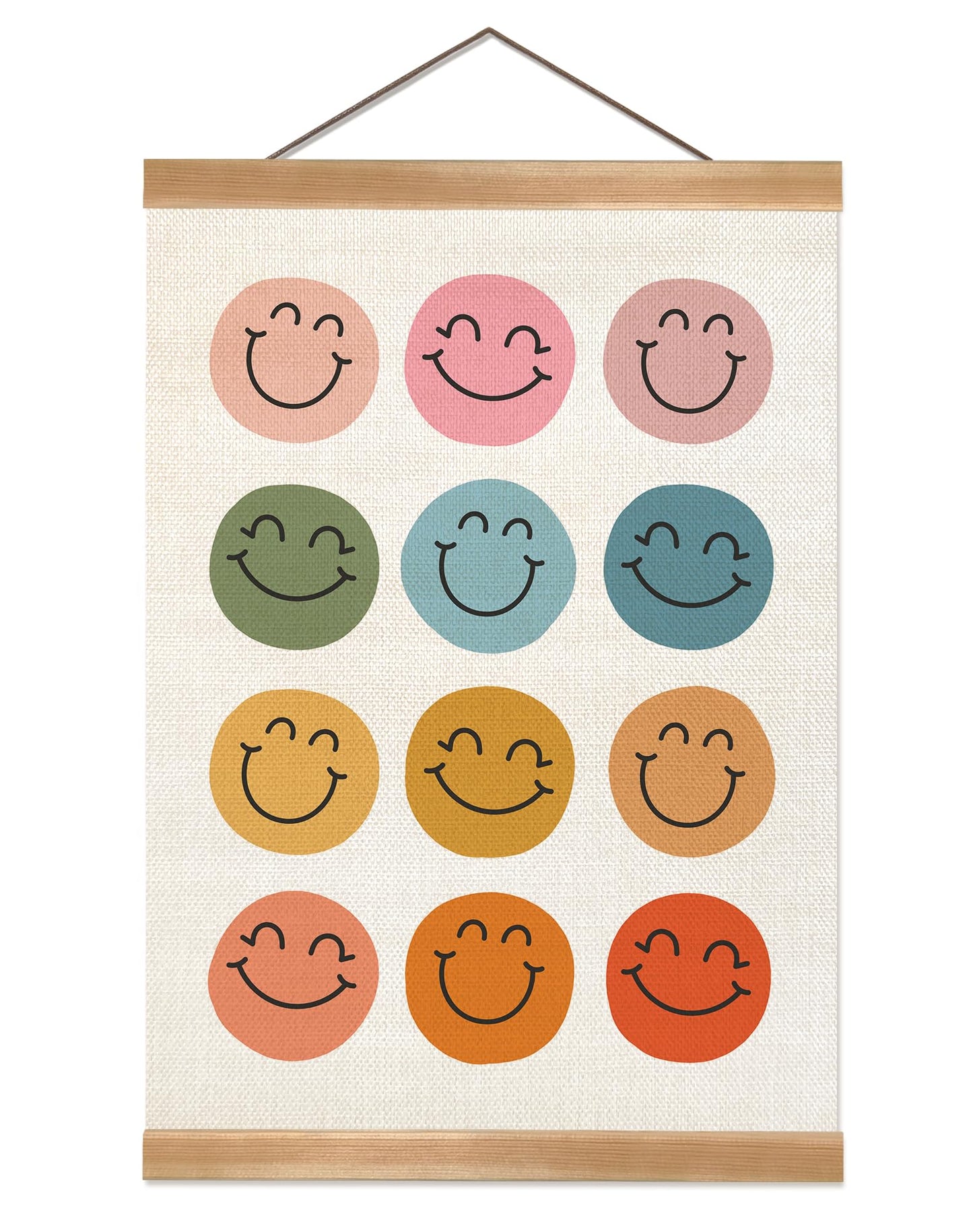 Smiley Face Poster for Babys Boys Girls Kids,Canvas Hanging Poster, Kids Wall Decor Gifts for Classroom Nursery Home school Baby Room Playroom Reading Room Bedroom Front Door-Baby Gifts Shower 12x16inch(Face)
