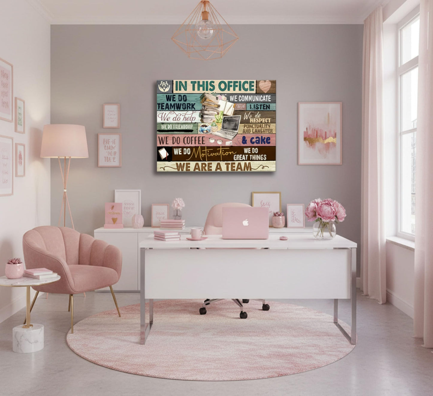 Inspirational Canvas Wall Art in This Office We are a Team Motivational inspiring Quotes Painting Pictures Wall Decor Poster Print Artwork for Man Cave Home Decoration
