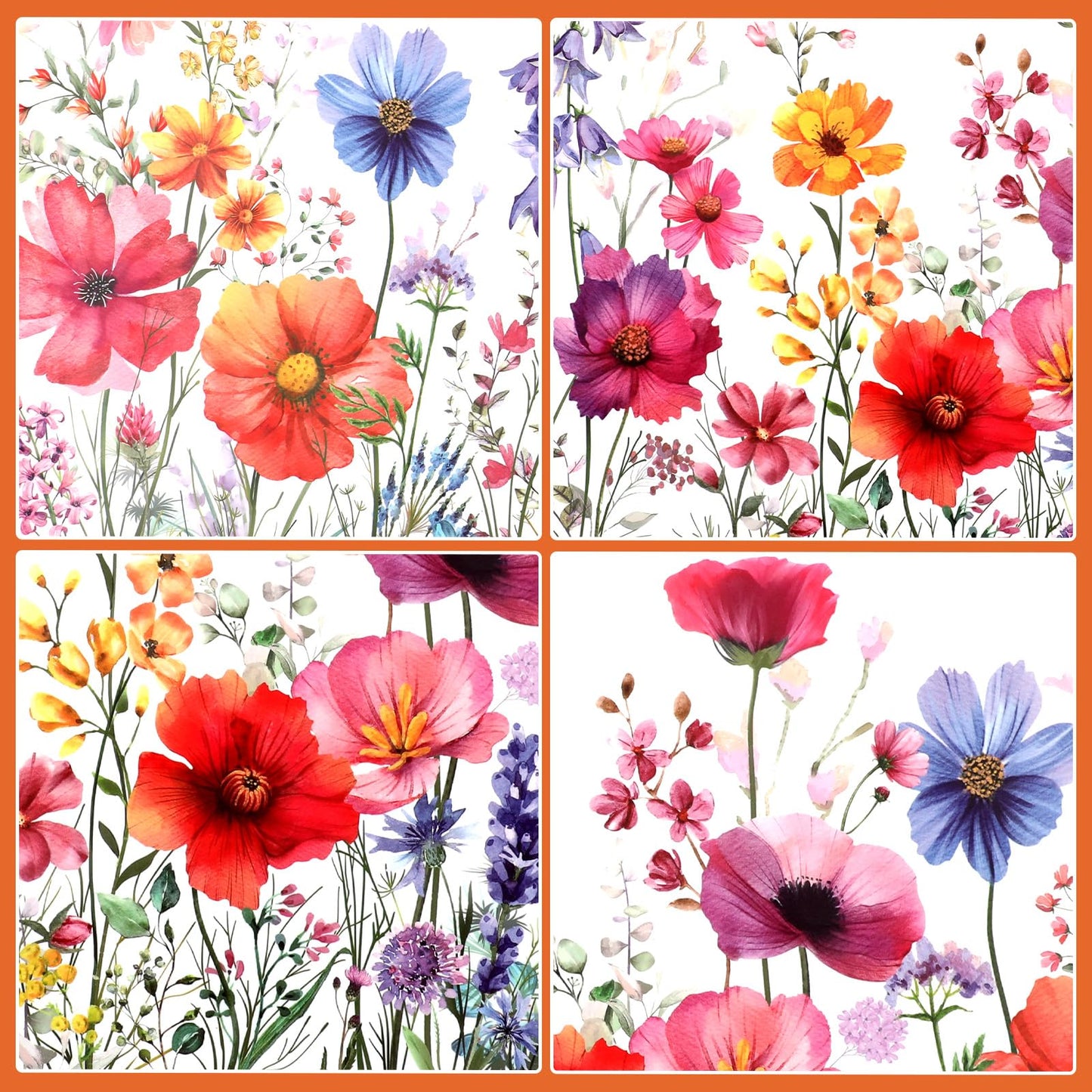 HJZHII Flower Window Sticker, Double Sided Floral Glass Wall Stickers Flower Window Clings Wildflower Grass Decals for Home Glass Door Office Decor
