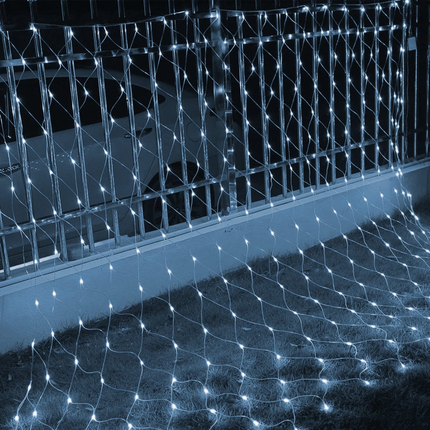 Dazzle Bright Christmas 360 LED Net Lights, 12FT x 5 FT Connectable Waterproof String Lights Clear Wire with 8 Modes, Christmas Decorations for Indoor Outdoor Xmas Party Yard Garden Decor (White)