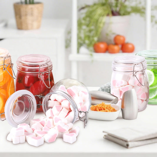 Glass Jars With Airtight Lid 32 Oz Wide Mouth Glass Containers With Lids 2 Pack Airtight Food Grade Storage Canisters With Clasp For Flour, Coffee, Sugar, pickle, Beans, Candy, Nuts, Rice, Pasta