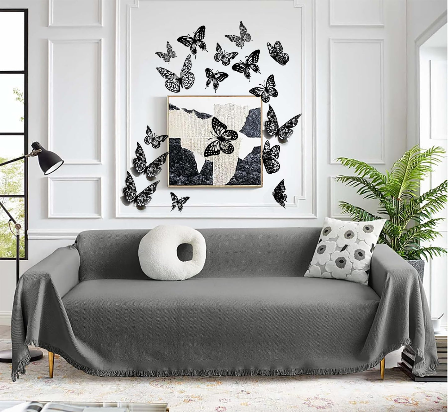 JOSDIOX 3D Black Butterfly Wall Stickers - 48 Pcs with 4 Styles & 3 Sizes, Removable Decor for Party Birthday Wedding Cake Balloon Decoration（48 Black