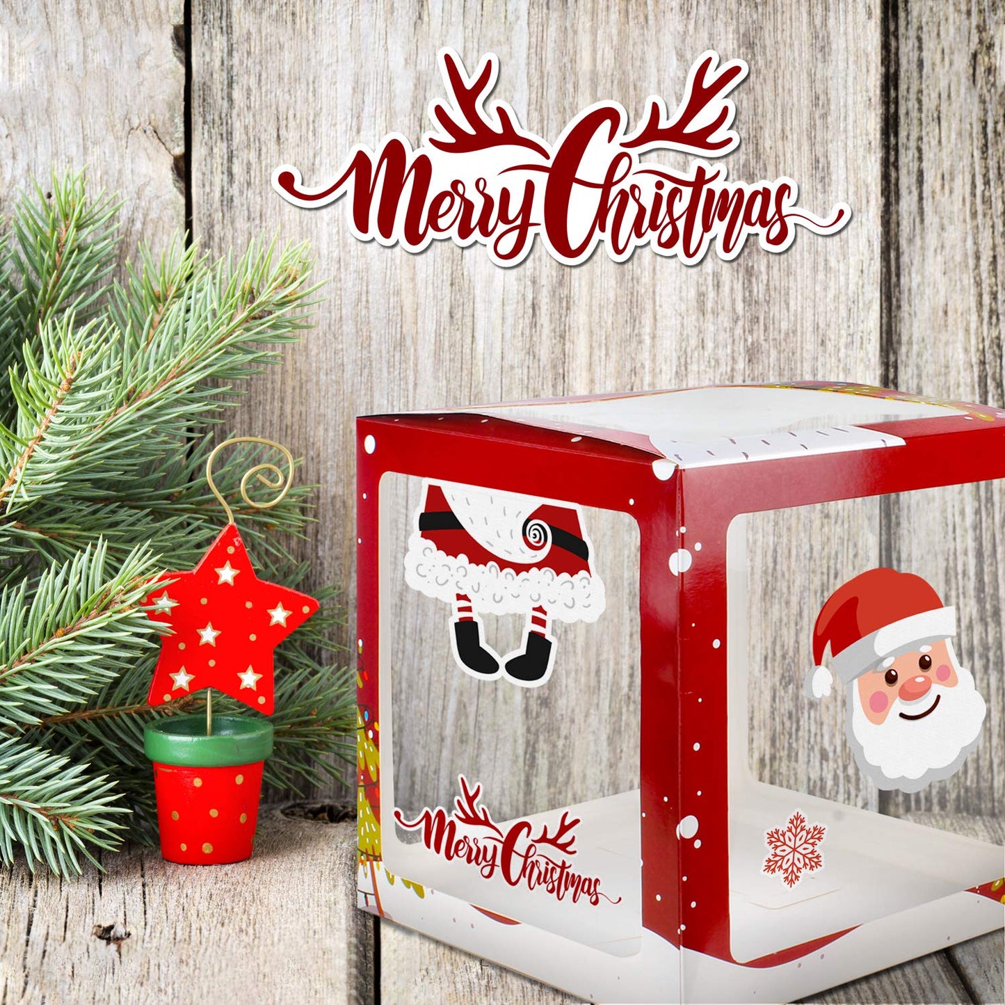 LINGTEER 4Pcs Merry Christmas Balloon Boxes Party Decorations - Perfect for Christmas New Year Holiday Fun Quick Party Decorations Gift Sign.