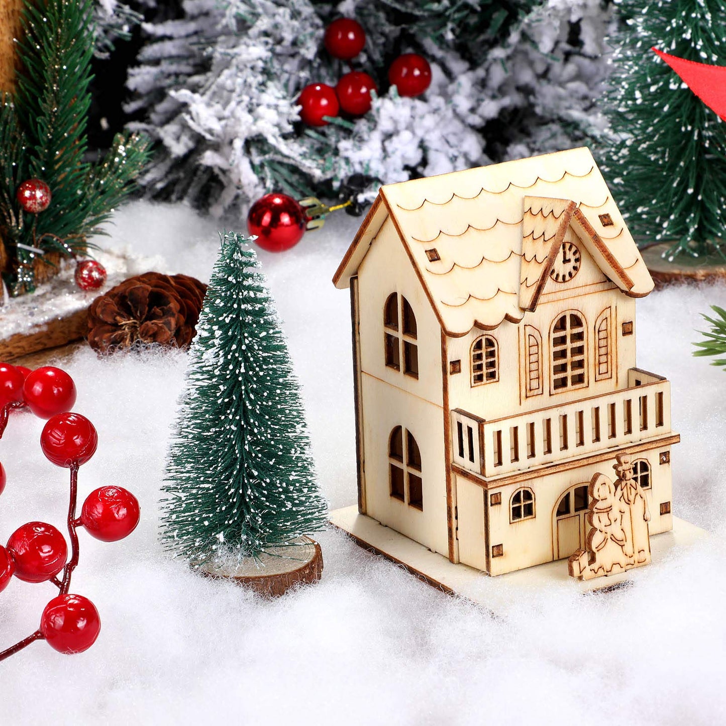 Sumind 2 Bags Fake Snow Decoration Fluffy Artificial Cotton Fiber Fluffy Fake Clouds Soft Blanket for Crafts Mantle Village Christmas Winter Indoor Home Decoration(White)