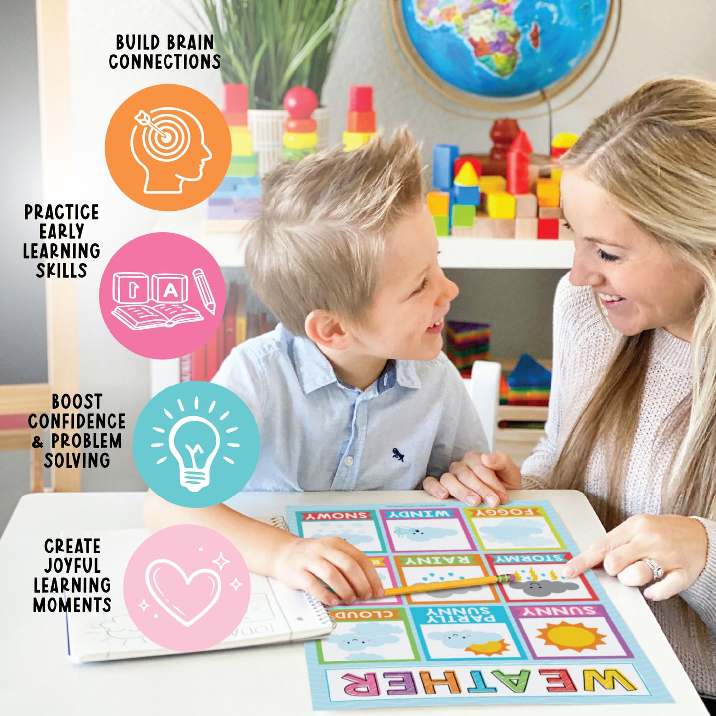 Hadley Designs 16 Educational Posters for Toddler Learning Activities - Alphabet Daycare Essentials, Laminated Pre-K Posters for Toddlers 1-3, Preschool Learning Activities, Rainbow Classroom Decor