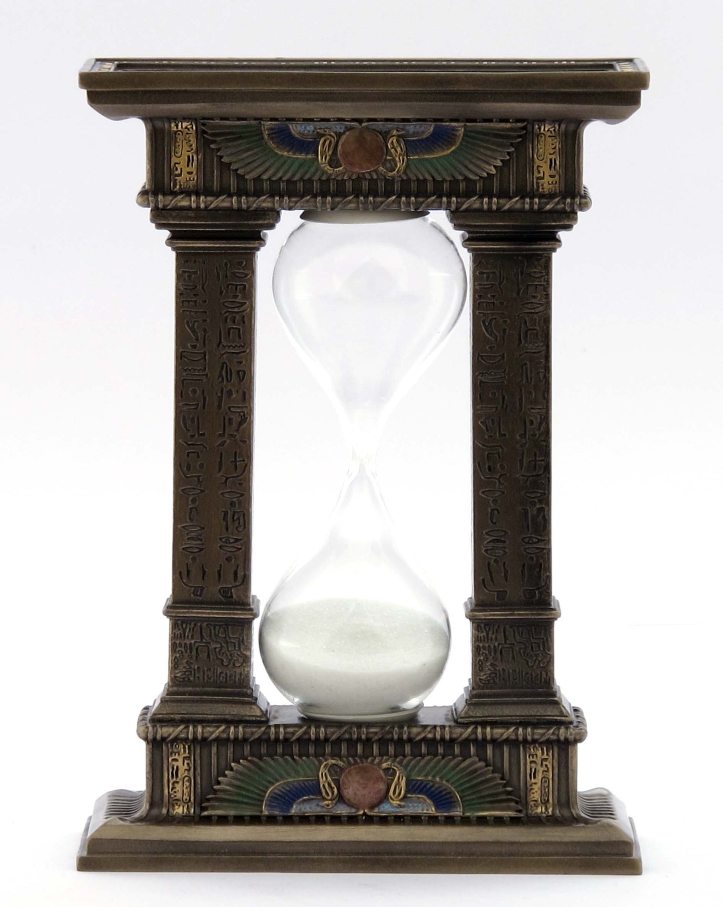 Veronese Design 7 1/8 Egyptian Winged Sun Columns Hourglass Resin Sand Timer 5 Minutes