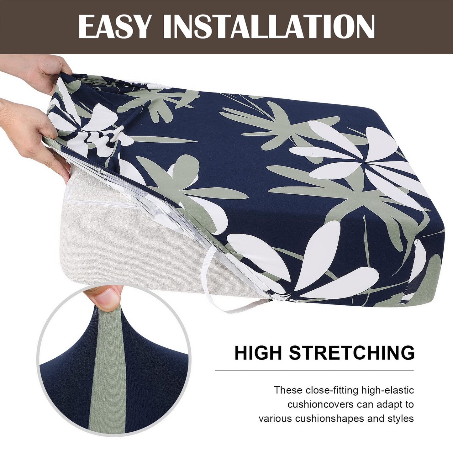 SearchI Stretch Printed Sofa Couch Cushion Covers Replacement Chair Cushion Slipcovers Sofa Seat Cover Furniture Protector Sofa Slipcover Soft with Elastic Bottom(Small,Leaf Dance)