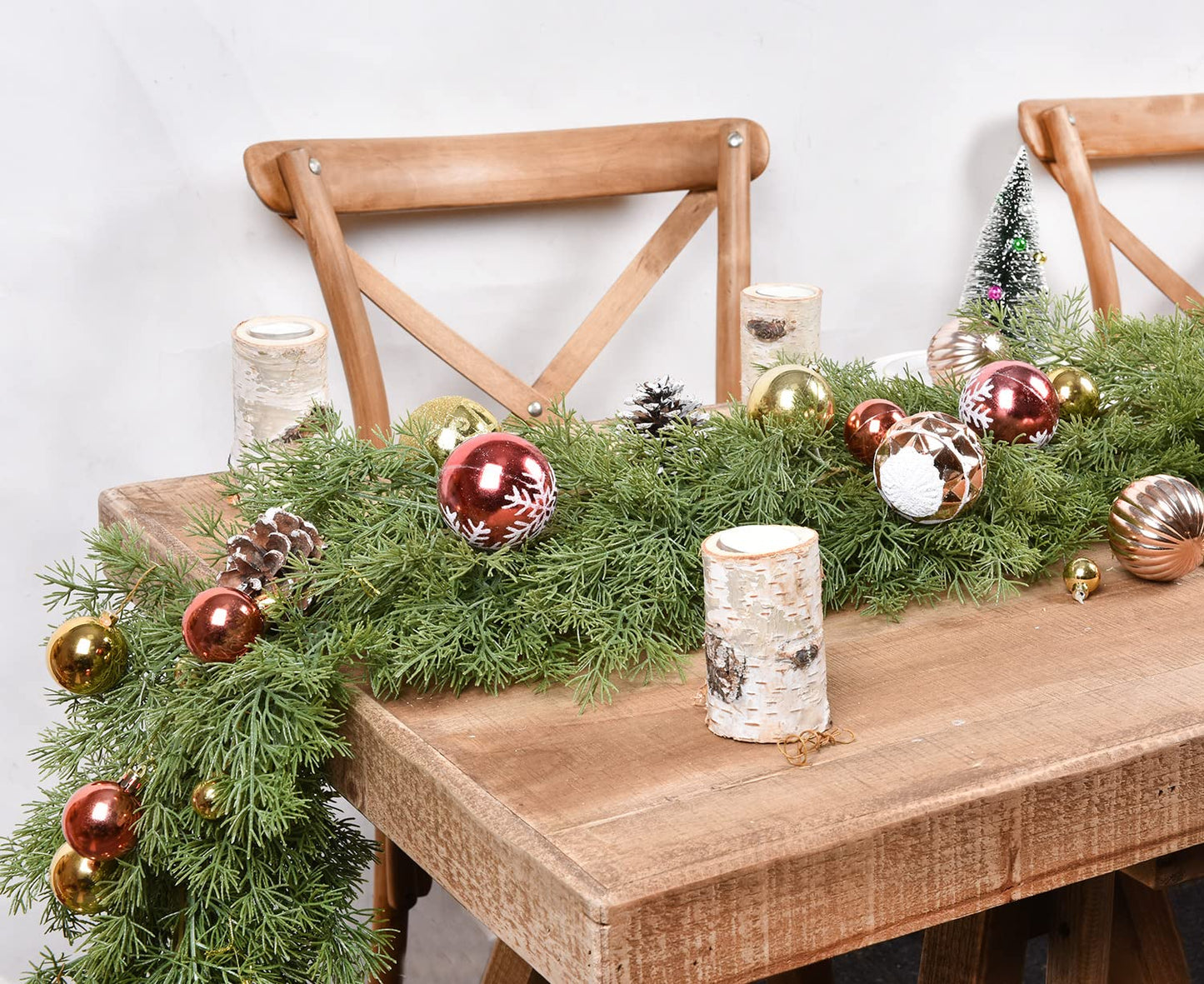 DearHouse 6Ft Artificial Christmas Garland Pine Cypress Greenery Garland for Holiday Season Mantel Fireplace Table Runner Centerpiece Décor