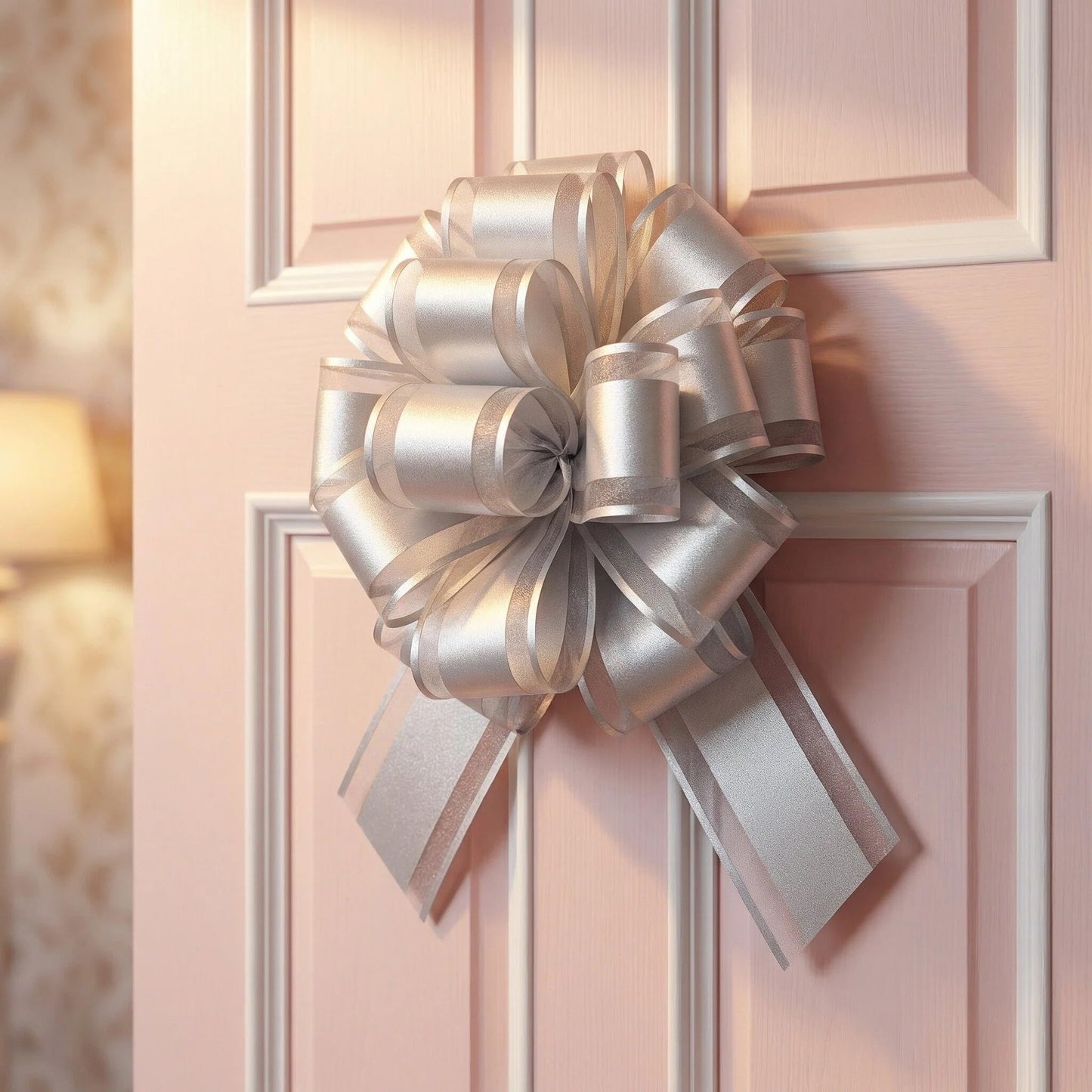 LHMTFCYY 12 Inch Clitter Big Gift Bow,1PC Large Silver Bow,Giant Bow for Bike,Dining Tables,Parties,Birthdays,Christmas,Valentine's Day,Easter,and other Festivals and Gift Decorations (Clitter Silver)