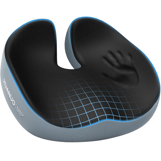 HUANUO Seat Cushion for Office Chair, Extra Large Memory Foam Cushion for Office Chair,Car & Wheelchair - Sciatica & Tailbone Pain Relief for Long Sitting, Ergonomic Design with Anti-Slip Bottom