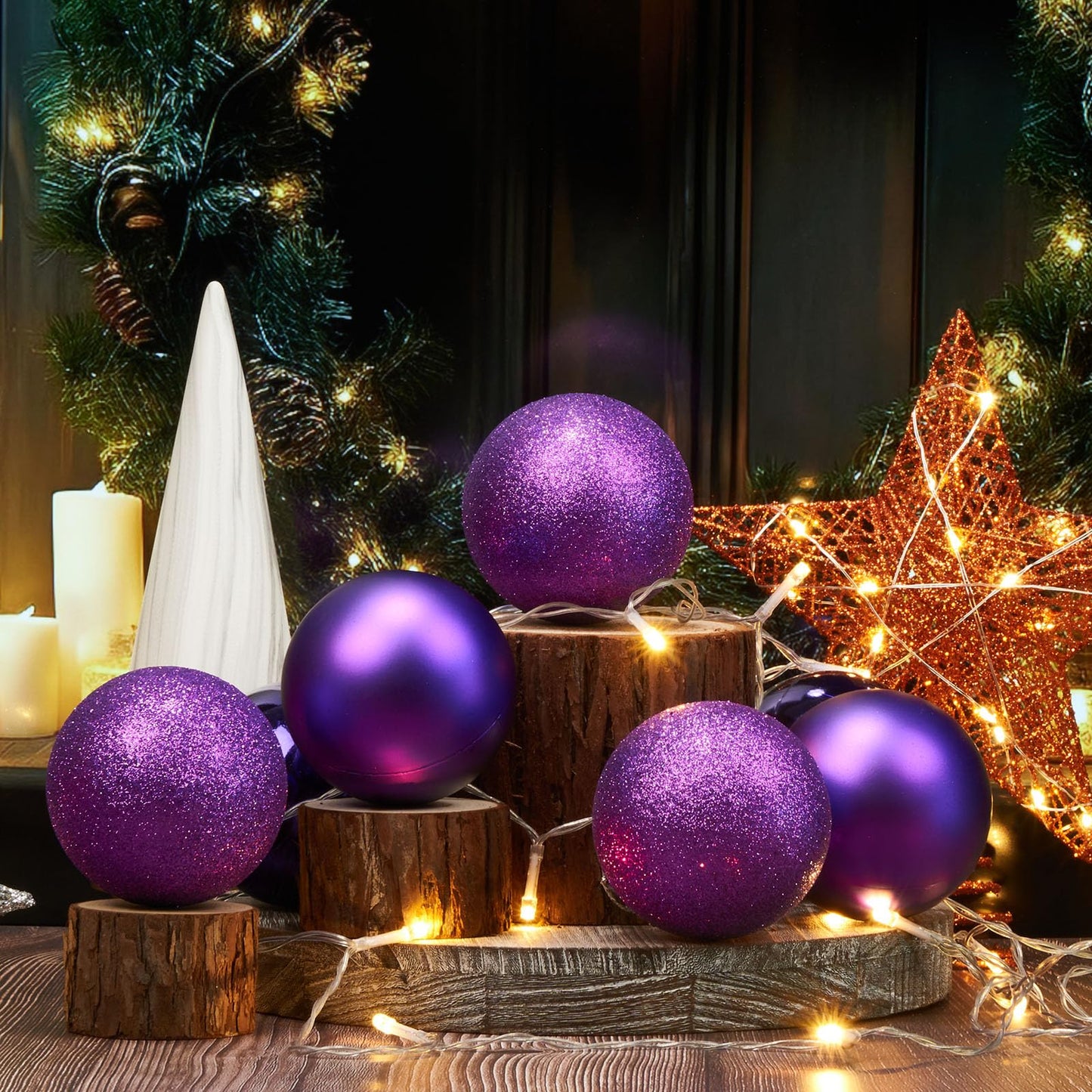 Emopeak 16Pcs Christmas Balls Ornaments for Xmas Tree - 3.15 Inch Large Shatterproof Christmas Tree Decorations Hanging Ball for Holiday Wedding Party Decoration